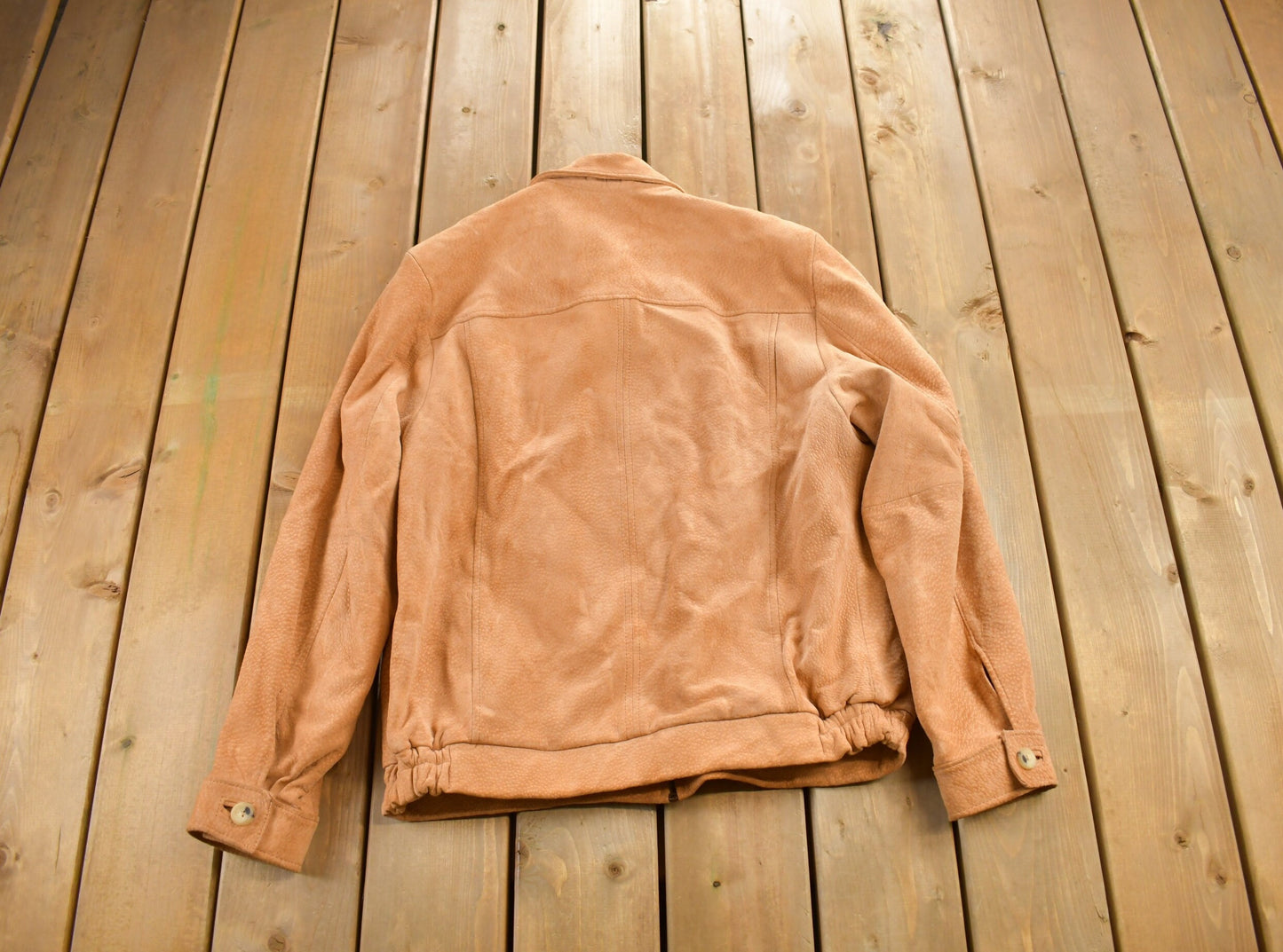 Vintage 1980s Leather Suede Zip Up Jacket / Fall Outerwear / Leather Coat / Fall Jacket / Orange