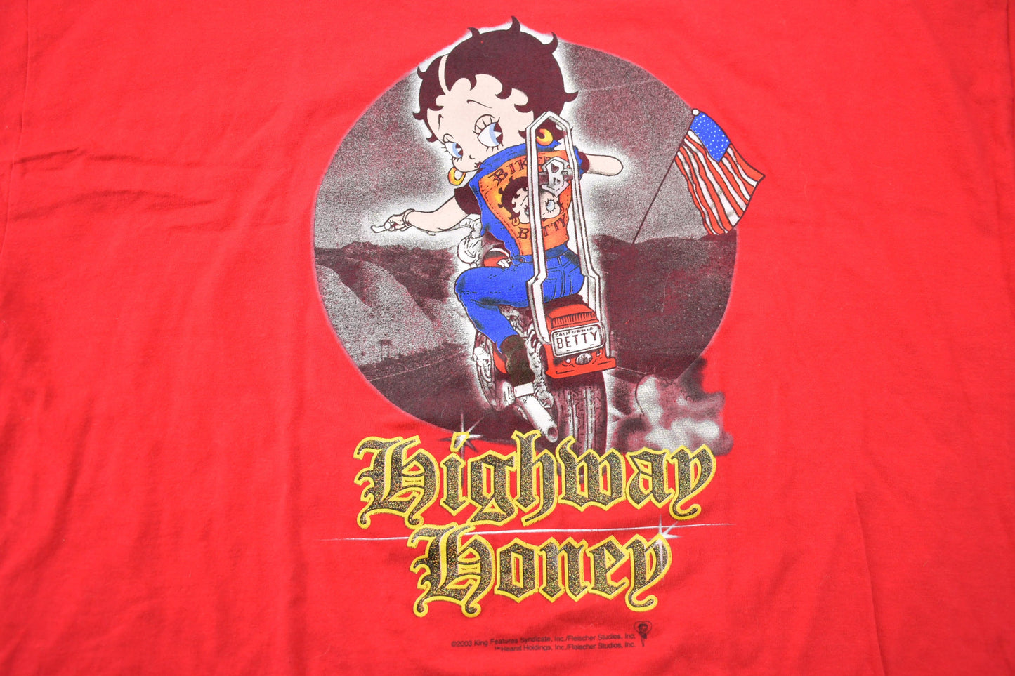 Vintage 2003 Betty Boop Highway Honey Biker USA Cartoon Graphic T-Shirt / 2000s Graphic Tee / Vintage Betty Boop