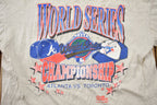 Vintage 1992 Toronto Blue Jays Vs Atlanta Braves MLB World Series Championship Chalk Line T-shirt