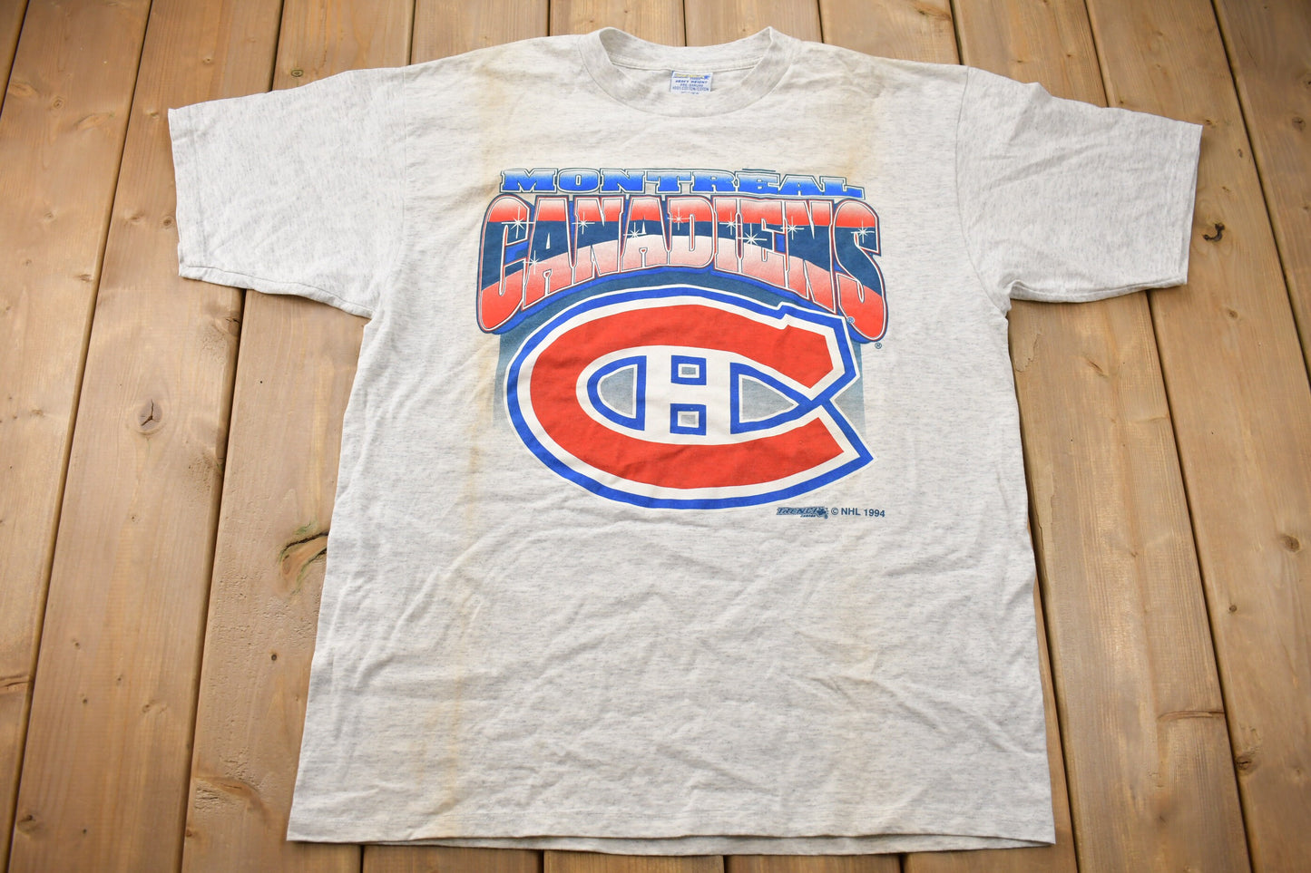 Vintage 1994 Montreal Canadiens Big Logo Trench Canada T-Shirt / Made In Canada / Single Stitch / 90s Streetwear / Athleisure / Sportswear