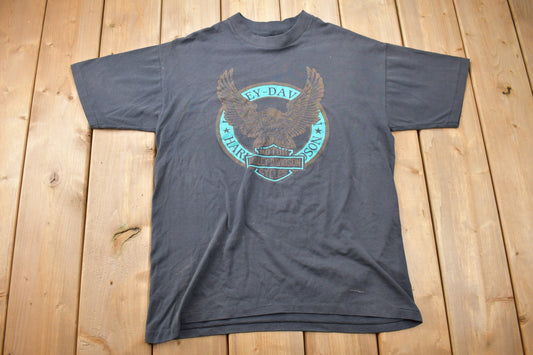 Vintage 1990 Harley Davidson Motorcycles Single Stitch T-Shirt / Harley Eagle / Single Stitch / Made In USA / Texas / Biker Tee /