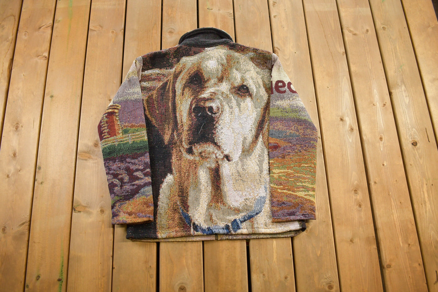 Vintage 1990s Dog Themed Quilt Jacket / Vintage 90s Zip Up / Abstract Patterns  / Streetwear / Helmet