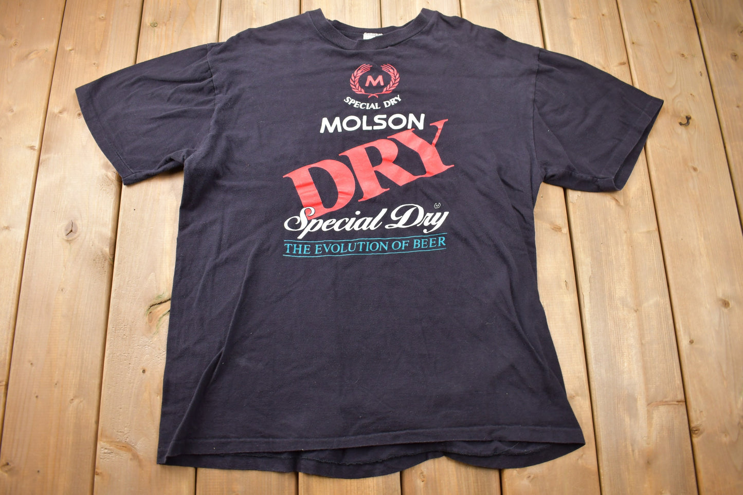 Vintage 1990s Molson Dry Special Day The Evolution of Beer Graphic T Shirt / Vintage T Shirt / Streetwear / Graphic Tee / Single Stitch