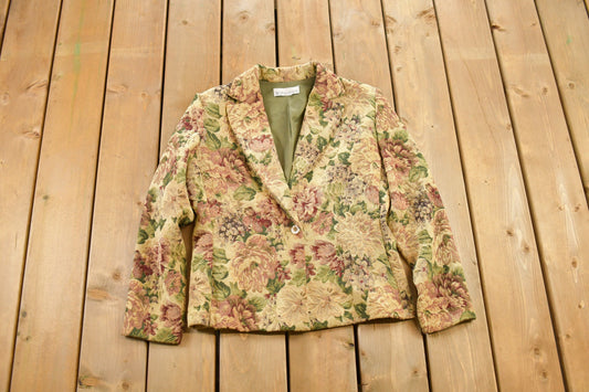 Vintage 1990s Dressbarn All Over Print Corduroy Blazer  / Vintage Jacket / Abstract Pattern / Outdoor / Fall Wear / Flower Print