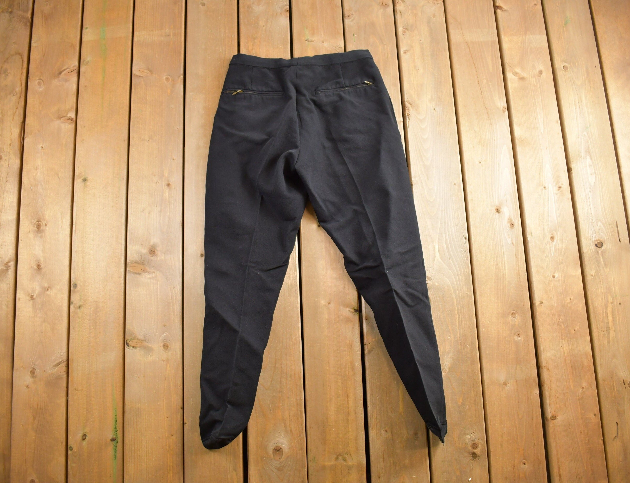 Vintage 1950s Aus Helanca Garn Black Ski Pants Size 32x31