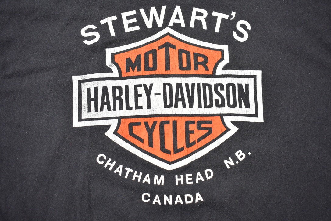 Vintage 1990s Harley Davidson Chatham Head NB Canada T-Shirt / Made In Canada / Biker Tee / Souvenir T Shirt / Vintage Harley