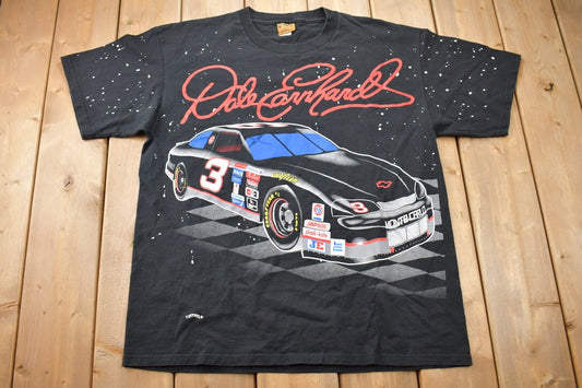 Vintage 1990s Dale Earnhardt The Intimidator All Over Print NASCAR T-Shirt / NASCAR Racing / 90s Streetwear / Nutmeg Racewear / Heavy Weight
