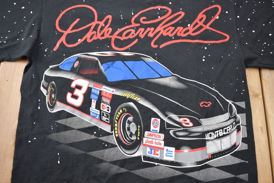 Vintage 1990s Dale Earnhardt The Intimidator All Over Print NASCAR T-Shirt / NASCAR Racing / 90s Streetwear / Nutmeg Racewear / Heavy Weight