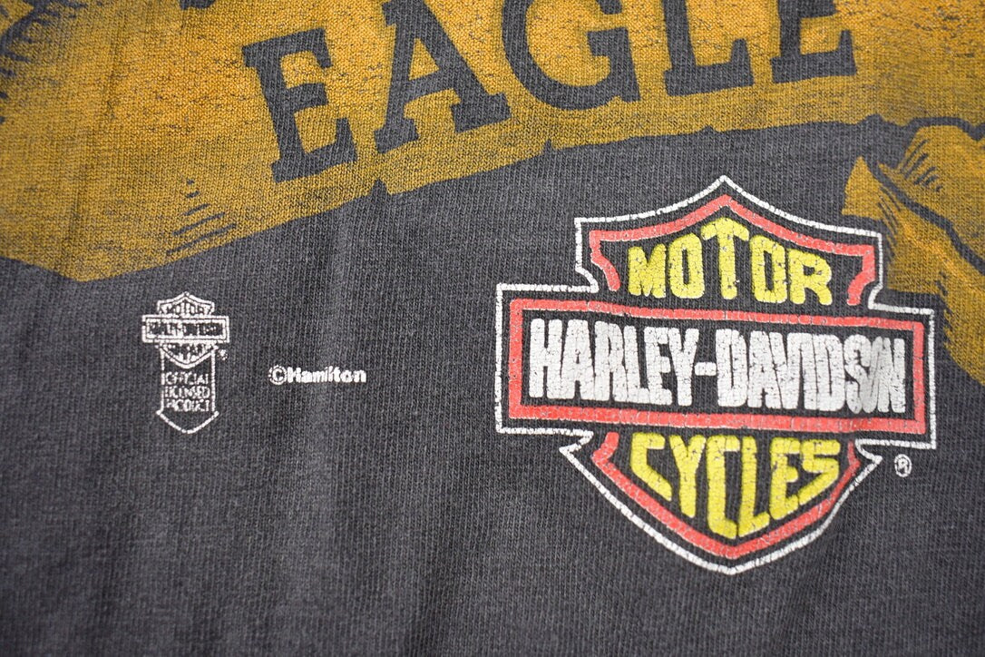 Vintage 1990s Harley Davidson Hamilton Soar With the Eagle T-Shirt / Faded Vintage / Biker Tee / Souvenir T Shirt / Vintage Harley