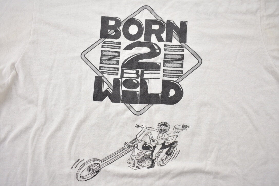 Vintage 1988 Born 2 Wild Where the West is Really Wild Graphic T Shirt / 80s Bike Tee / Graphic Tee / Single Stitch / Made In Canada