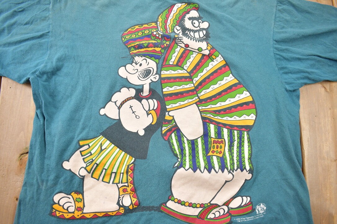 Vintage 1994 Popeye Bluto Spinach Graphic T Shirt / Graphic / 90s / Streetwear / Retro Style / Single Stitch / Made In USA