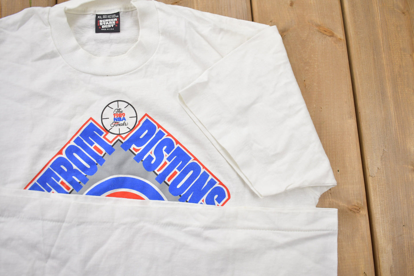 Vintage 1989 Detroit Pistons NBA Eastern Conference Champions Graphic T-Shirt / Made In USA / Single Stitch / NBA Basketball / Bad Boys