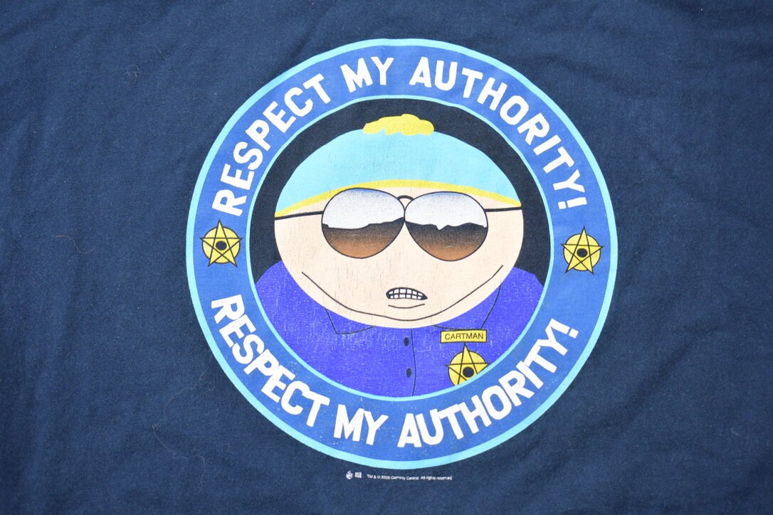 Vintage 2005 South Park Respect My Authority! Graphic T-Shirt / TV Promo Print / Cartoon Graphic / Comedy Central / Retro Style / Vintage TV