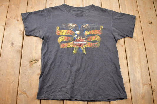 2001 Jacox Harley Davidson Toronto Canada Graphic T Shirt / Y2K Harley Davidson / Faded Vintage T Shirt / Vintage Distressing