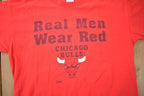Vintage 1994 Chicago Bulls NBA Real Men Wear Red Graphic T-Shirt