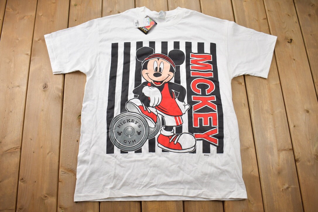 Vintage 1990s Deadstock Mickey Unlimted Mickey Mouse Gym Graphic T-Shirt / 90s Graphic Tee / Single Stitch / Made In USA / 90s Disney Tee