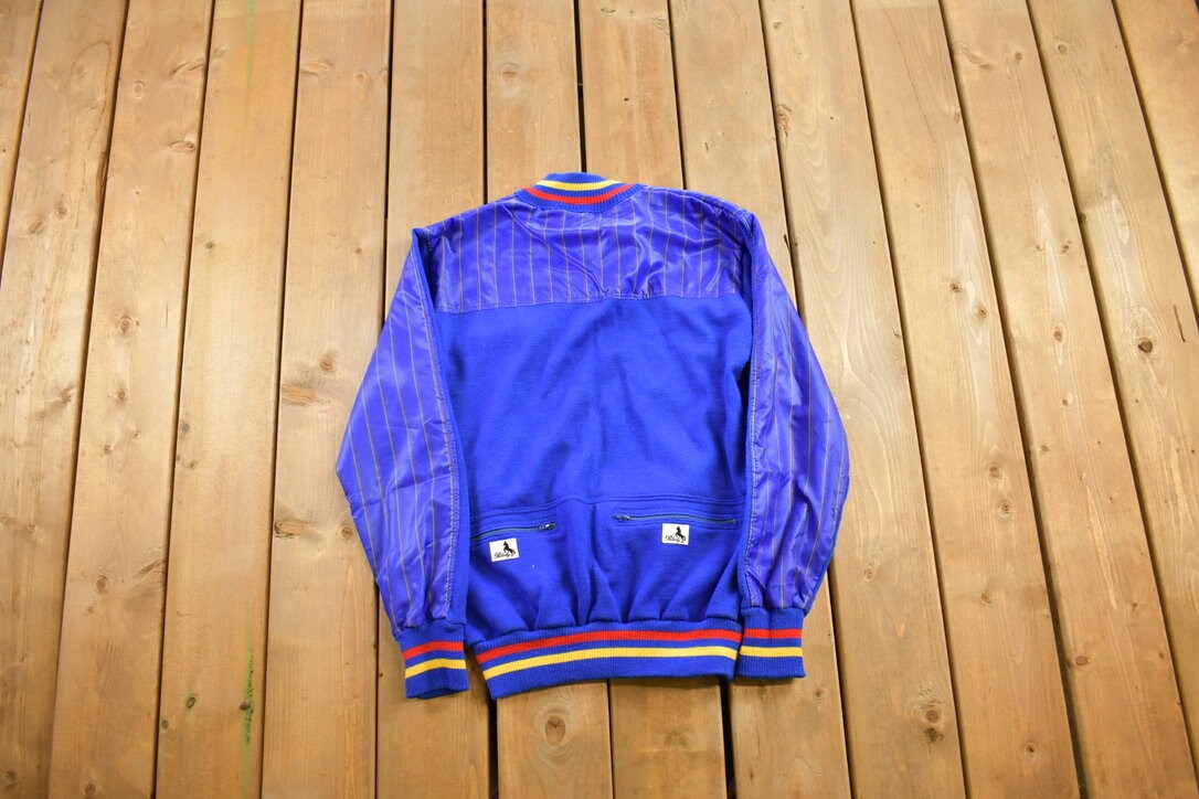 Vintage 1980s Blacky Bomber Jacket / Zip Up / Streetwear / Two Tone Fabric / Made In Italy / Streetwear/ Patchwork