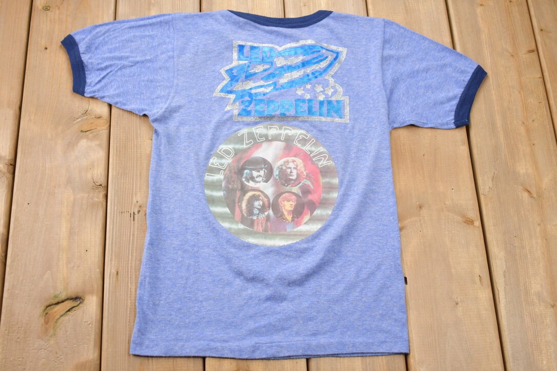 Vintage 1976 Led Zeppelin Swan Song Double Sided Promo Band Ringer T-shirt
