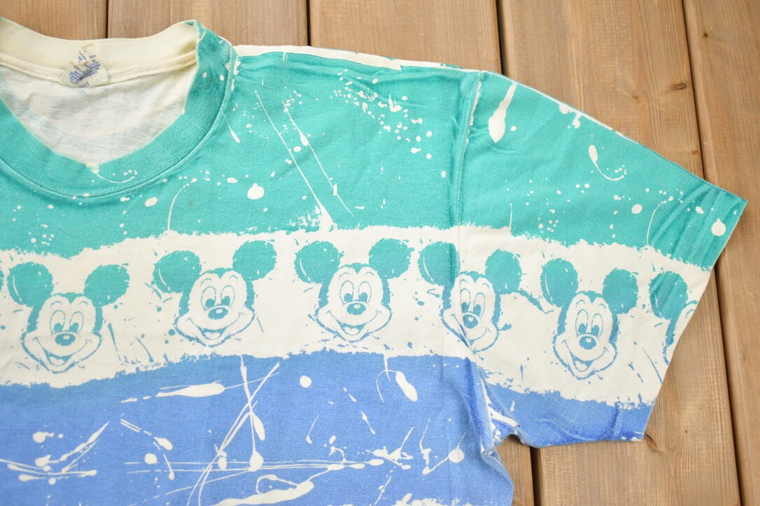 Vintage 1990s Mickey Mouse All Over Print T-Shirt / Single Stitch / Vintage Mickey Mouse / Made In USA / 90s Disney Tee