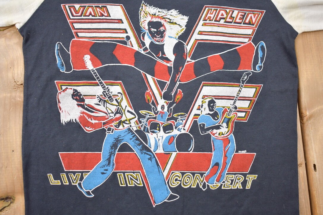 Vintage 1980s Van Halen Live in Concert Graphic Band T-Shirt / Single Stitch / Music Promo Print / Made in Canada / Streetwear Fashion /