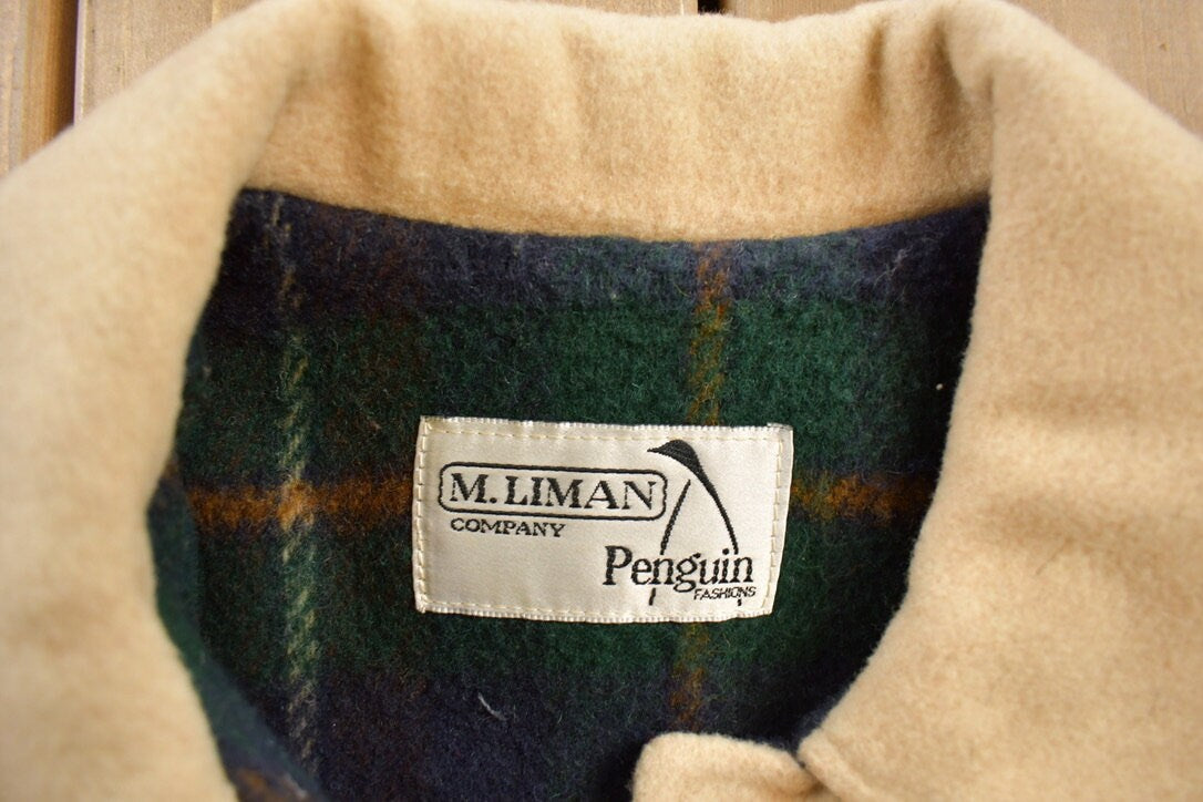 Vintage 1980s M. Liman Company Pure Wool Knit Jacket / Vintage Wool Coat / Plaid Jacket / Outdoor / Winter / Penguin Fashions