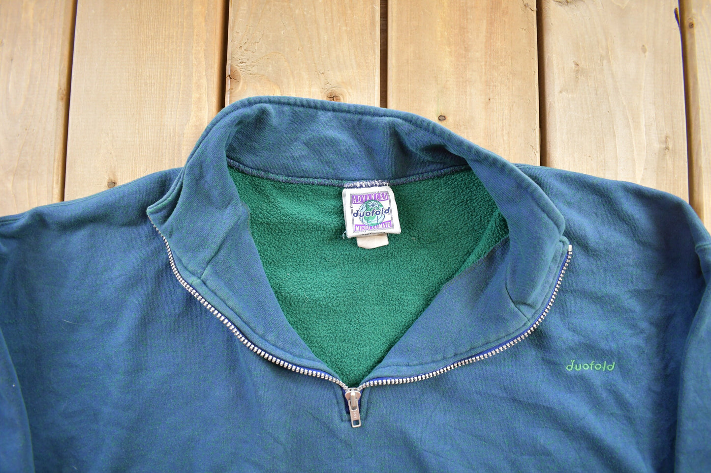 Vintage 1990s Duofold Quarter Zip Sweatshirt / 90s Crewneck / Made In USA / Essential / Streetwear / 90s Blank