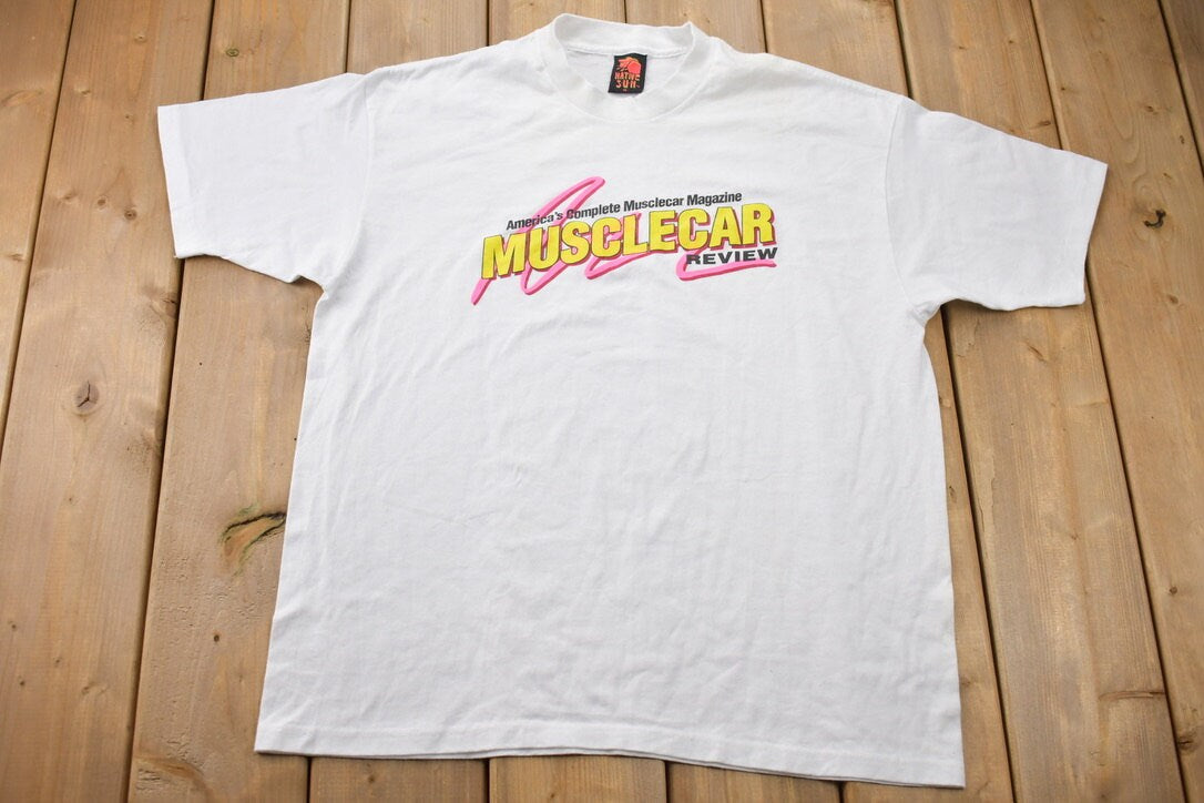 Vintage 1990s Musclecar Review Magazine Graphic T Shirt / Vintage T Shirt / Streetwear / Graphic Tee / Single Stitch / Made In USA /