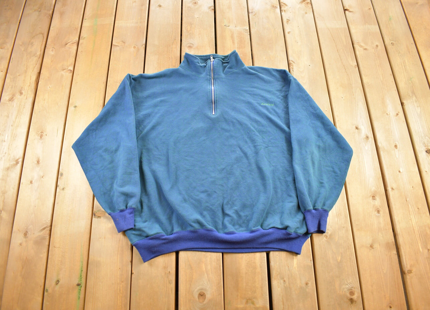 Vintage 1990s Duofold Quarter Zip Sweatshirt / 90s Crewneck / Made In USA / Essential / Streetwear / 90s Blank