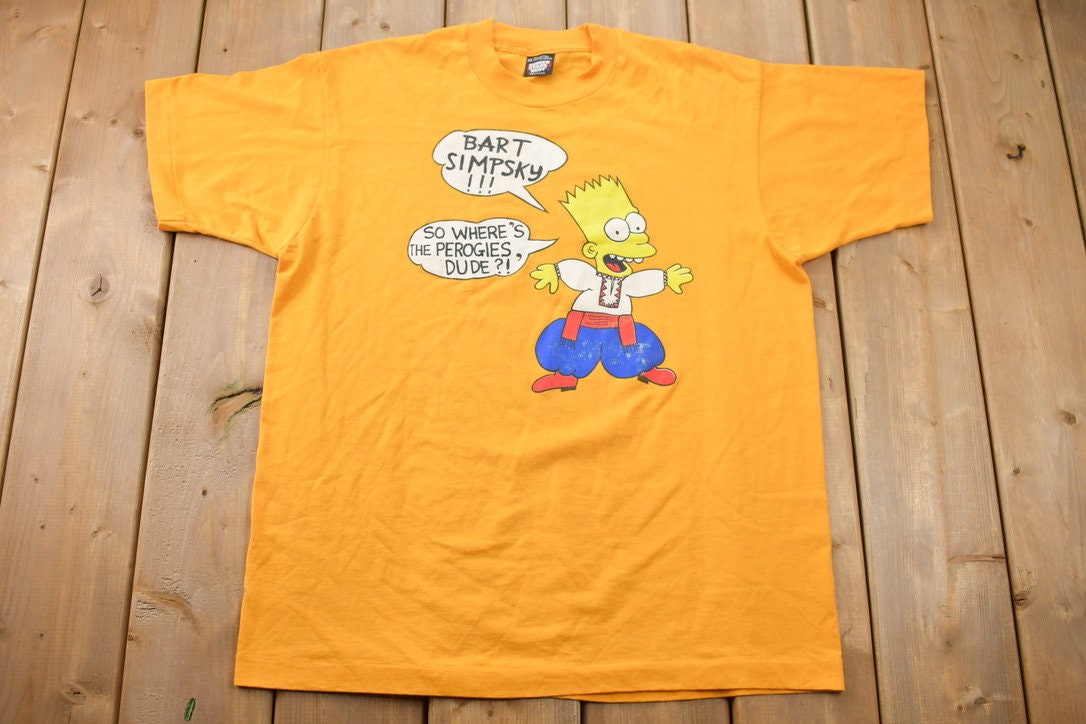 Vintage 1990s Bart Simpson Simpsky Perogies Graphic T-Shirt / The Simpsons / Streetwear / TV Show Promo / Made In USA / Single Stitch