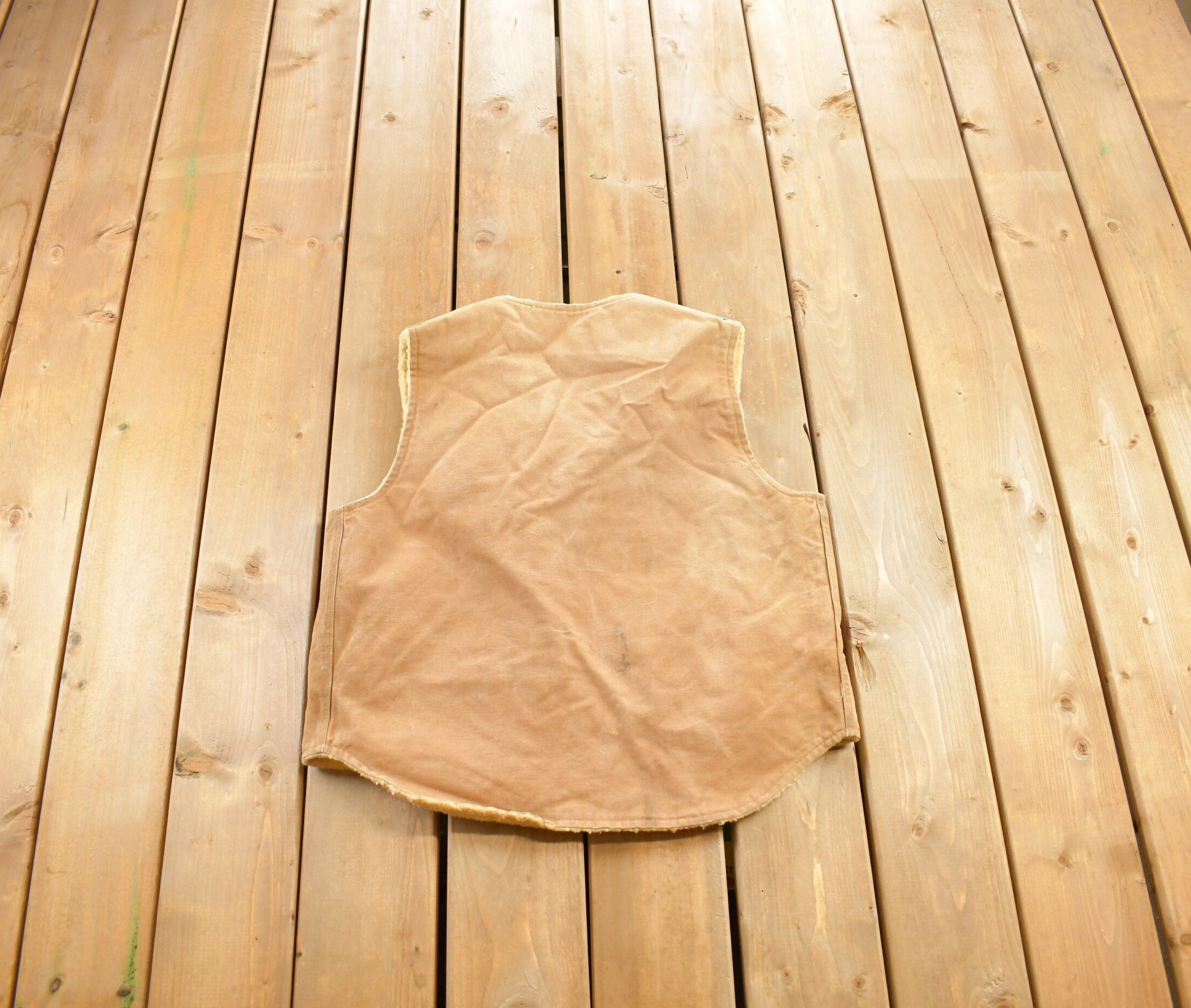 Vintage 1980s Carhartt Sherpa Lined Beige Work Vest
