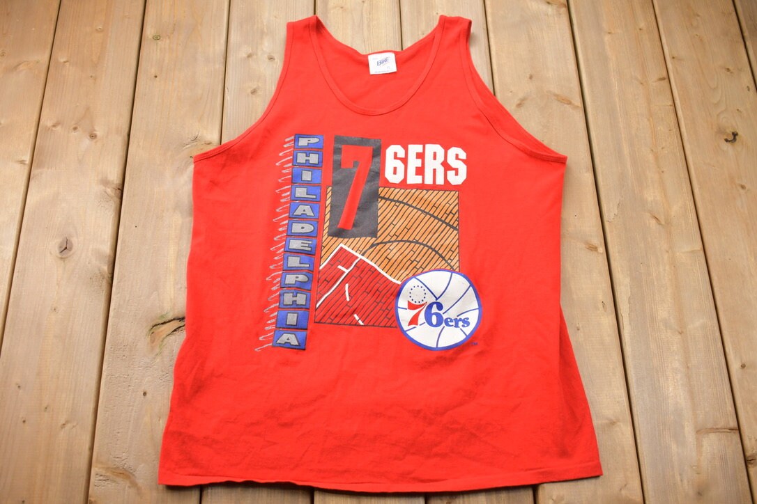 Vintage 1990s Philadelphia 76ers NBA Tank Top Sleeveless T Shirt 90s Sportswear