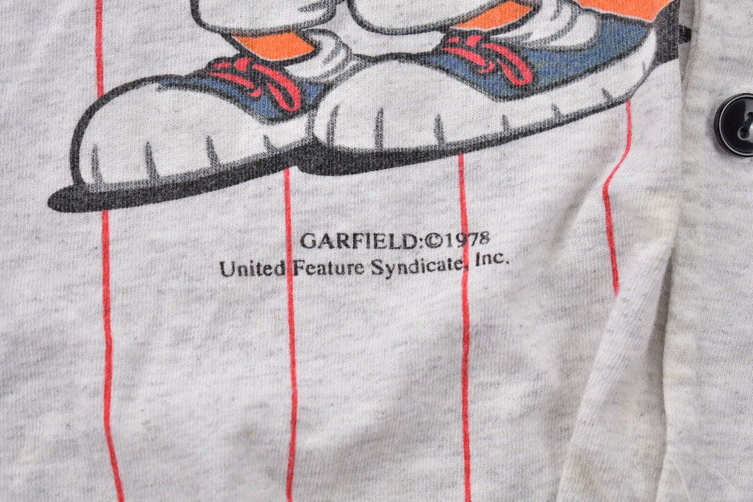 Vintage 1990s Garfield All Stars Baseball Jersey Graphic T-Shirt / 90s Graphic Tee / TV Promo T Shirt / Vintage Garfield / 90s Baseball