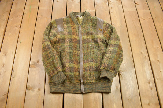 Vintage 1970s Magliapelle Wool Knit Winterized Jacket / Vintage Wool Coat / Plaid Jacket / Outdoor / Winter / Hunting Jacket