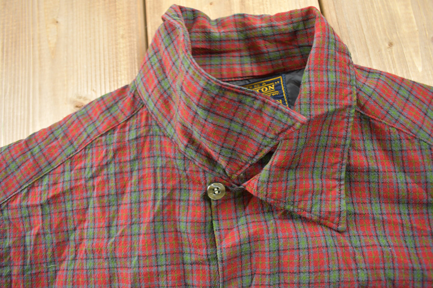 Vintage 1970s Sir Pendleton Plaid Button Up Board Shirt / 100% Virgin Wool / Loop Button / Outdoor / Made In USA / Flannel