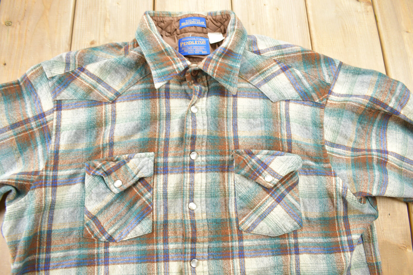 Vintage 1990s Pendleton Plaid Button Up Board Shirt / 100% Virgin Wool / Outdoor / Made In USA / High Grade Western Wear / Pearl Snap