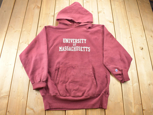 Vintage 1990s University Of Massachusetts Collegiate Champion Reverse Weave Hoodie / Made In USA / Sportswear / Americana