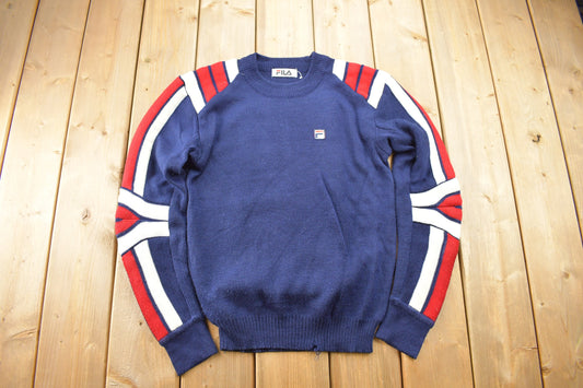 Vintage 1990s Fila Knit Crewneck Sweatshirt / 90s Crewneck / Streetwear / Embroidered