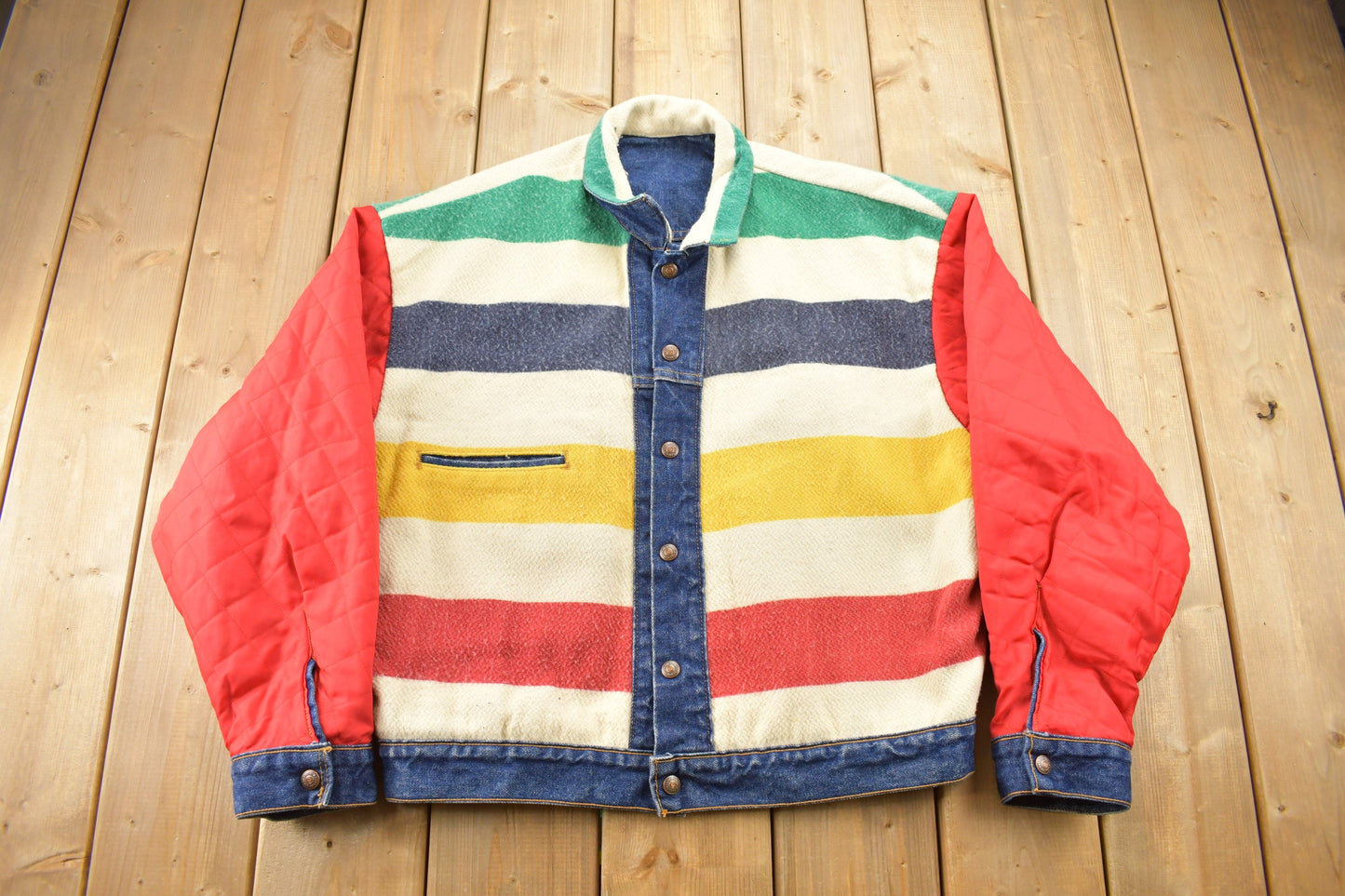 Vintage 1980s The Hudsons Bay Levi's Reversible Jean Jacket / Vintage HBC / Streetwear / Size L / Made In USA / Levi's denim