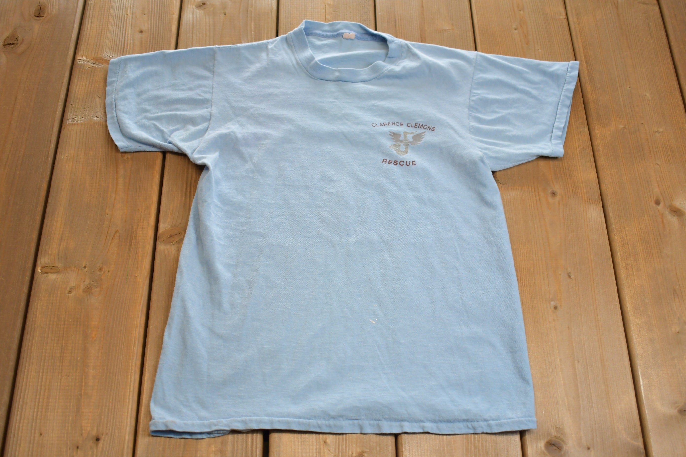 Vintage 1980s Clarence Clemons Rescue Rock N Roll Graphic T-Shirt