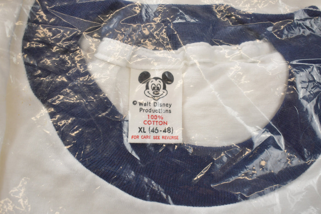 Vintage 1980s Deadstock Walt Disney Mickey Mouse Graphic Ringer T-Shirt