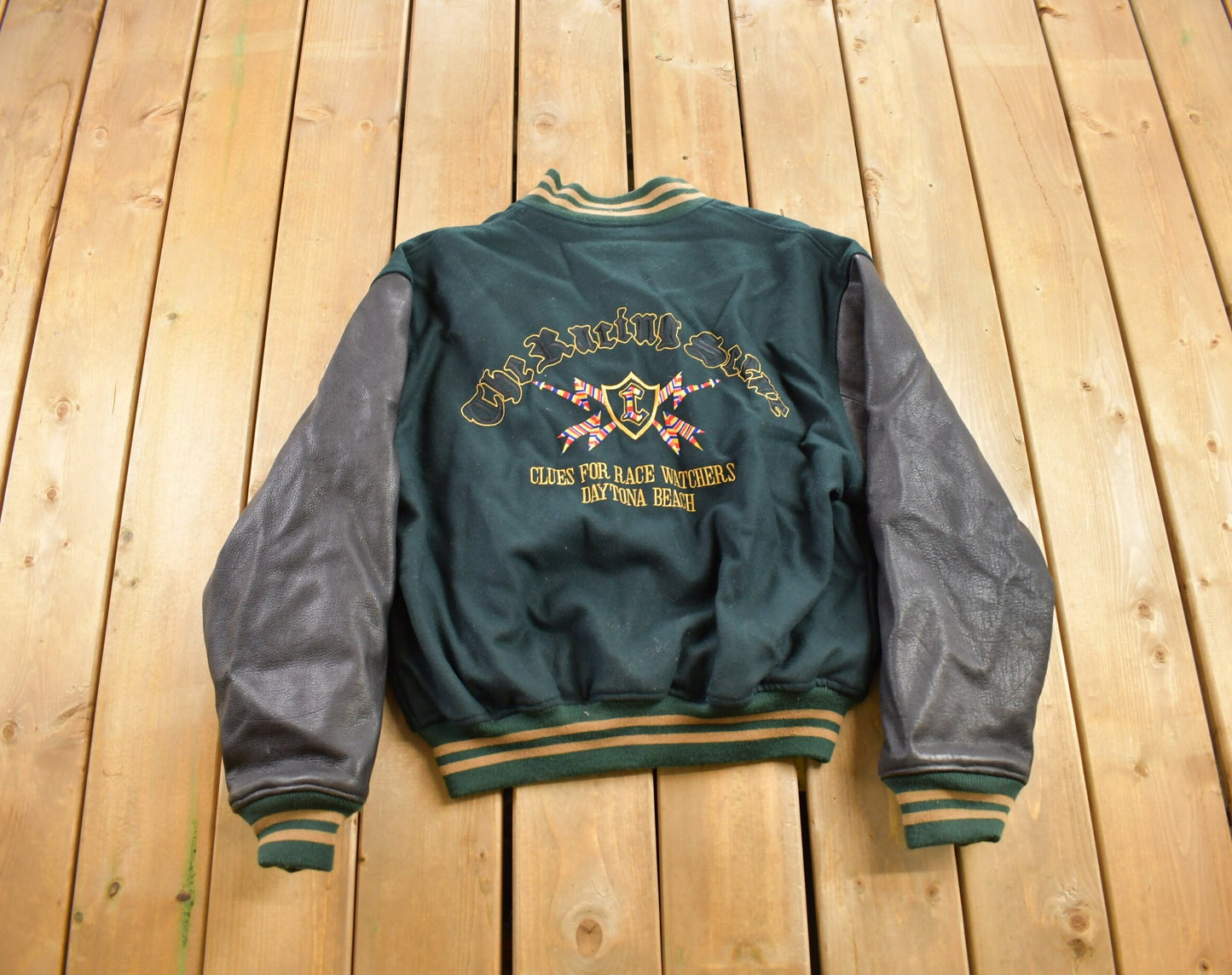 Vintage 2000 Daytona Airforce Leather Letterman Varsity Jacket / Patchwork / Streetwear / World Airforce Jacket