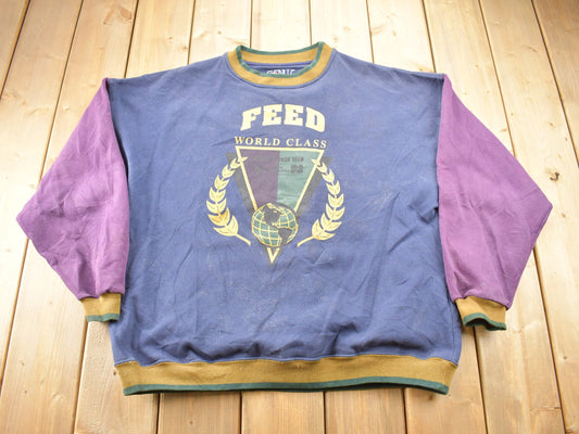 Vintage 1990s Feed World Class Crewneck Sweatshirt / 90s Crewneck / Streetwear