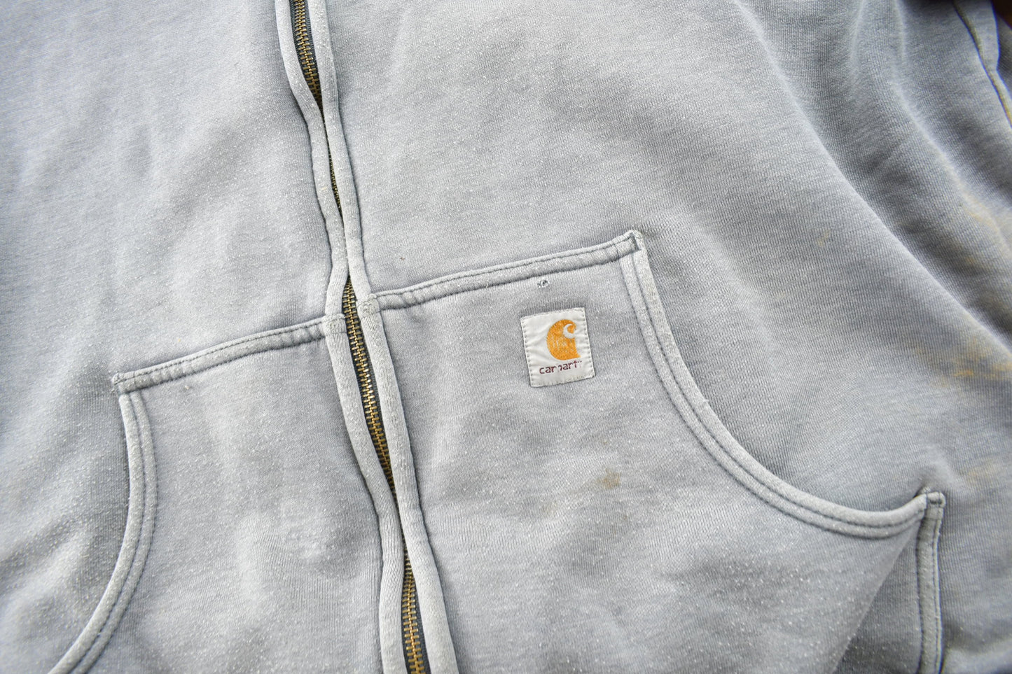 Vintage 1990s Sun Faded Carhartt Zip Up Hoodie / 90s Hoodie / Vintage Sweater / Vintage Carhartt / Distressed / Vintage Workwear