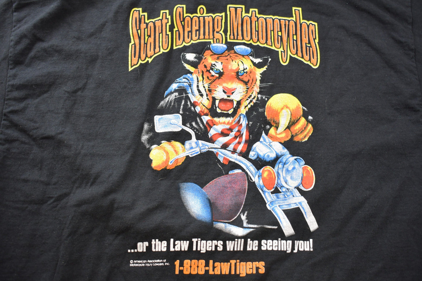 Vintage Y2K Law Tigers Start Seeing Motorcycles Graphic T-Shir / Cartoon Graphic / Streetwear Fashion /