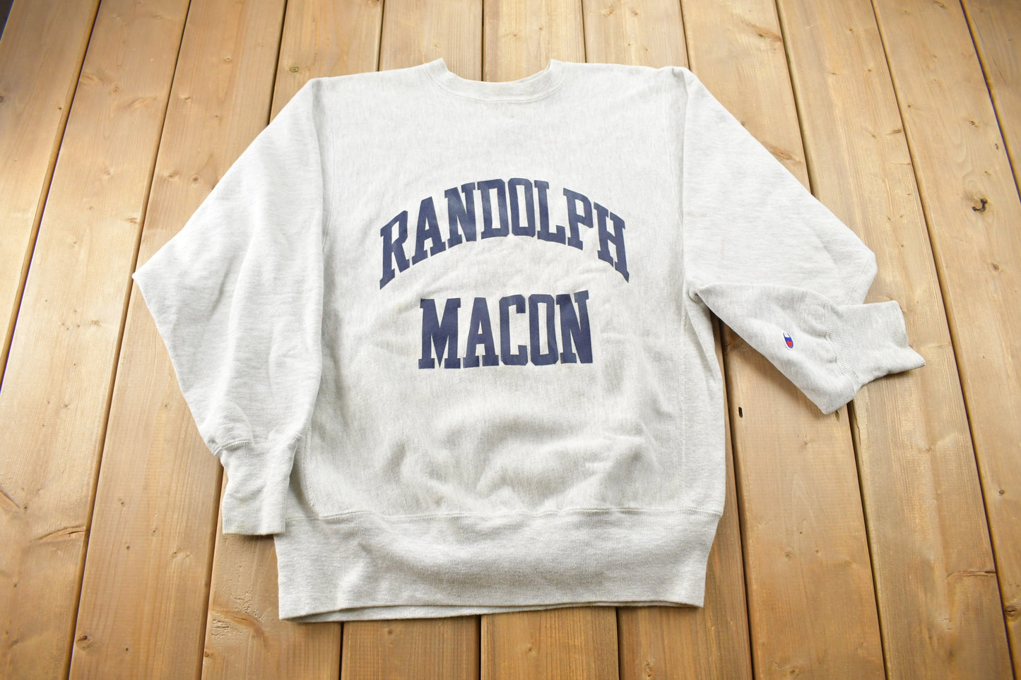 Vintage 1990s Randolph Macon College Collegiate Champion Reverse Weave Crewneck / Made In USA / NCAA Sweatshirt / Sportswear