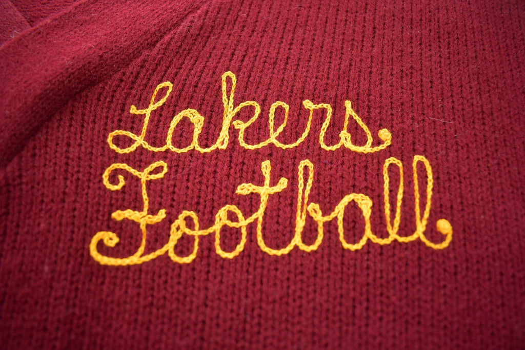 Vintage 1970s Lakers Football Knitted V-Neck Sweater