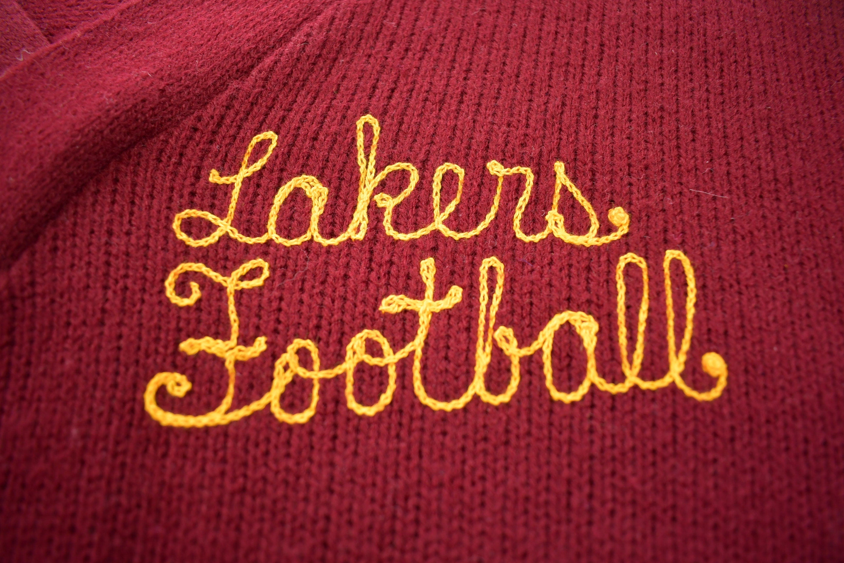 Vintage 1970s Lakers Football Knitted V-Neck Sweater