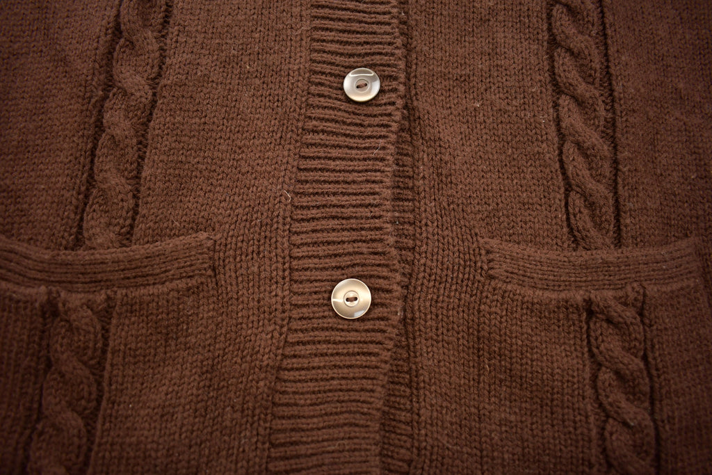 Vintage 1970s Brown Knit Cardigan Jacket