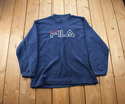 Vintage 1990s Fila Fleece Crewneck Sweatshirt / 90s Crewneck / Streetwear / Embroidered