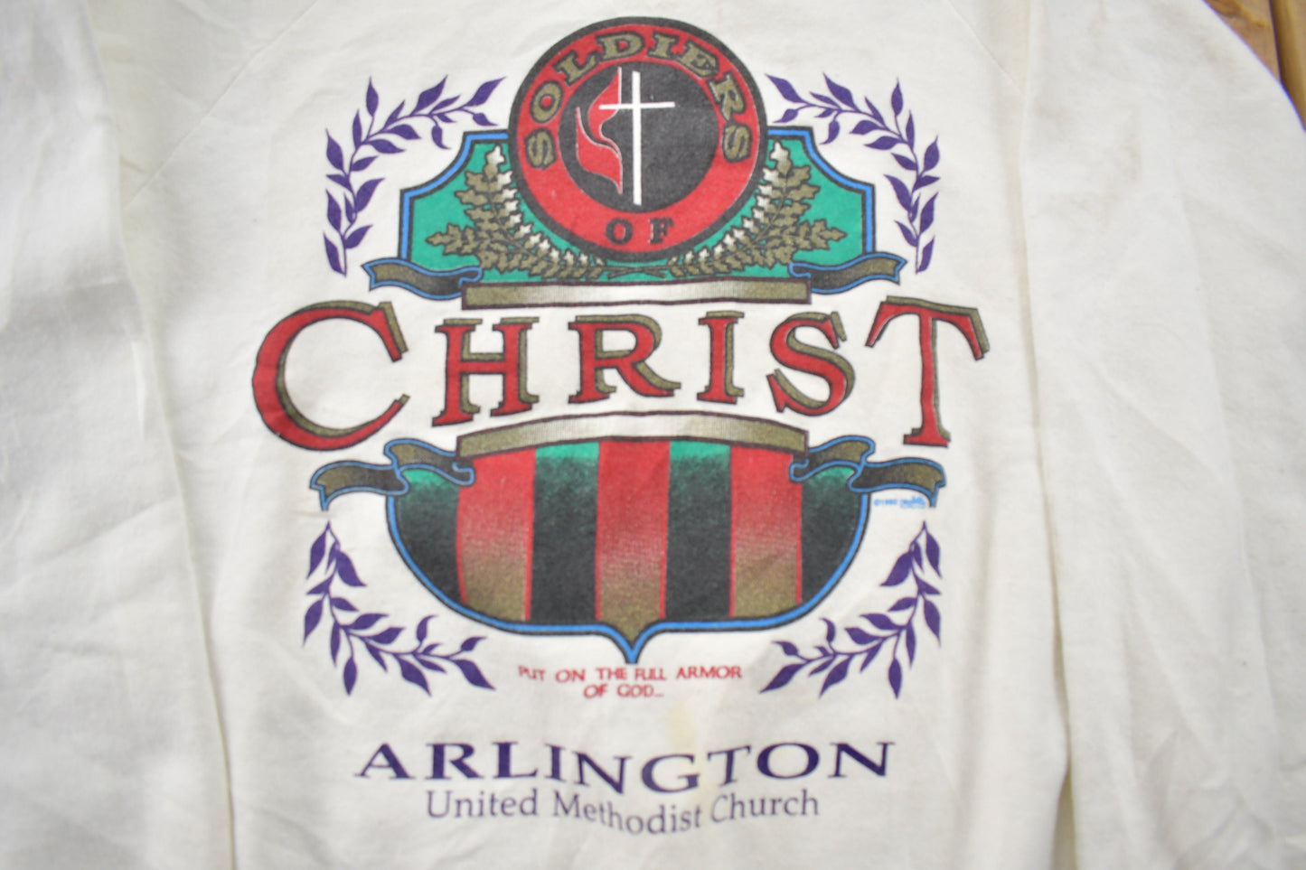 Vintage 1990s Soliders Of Christ Crewneck Sweatshirt / Jesus / Religious / 90s Crewneck / Fruit Of The Loom / Streetwear / Arlington